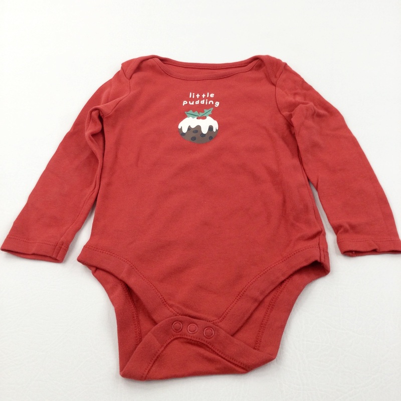 'Little Pudding' Red Long Sleeve Christmas Bodysuit - Boys/Girls 12-18 Months