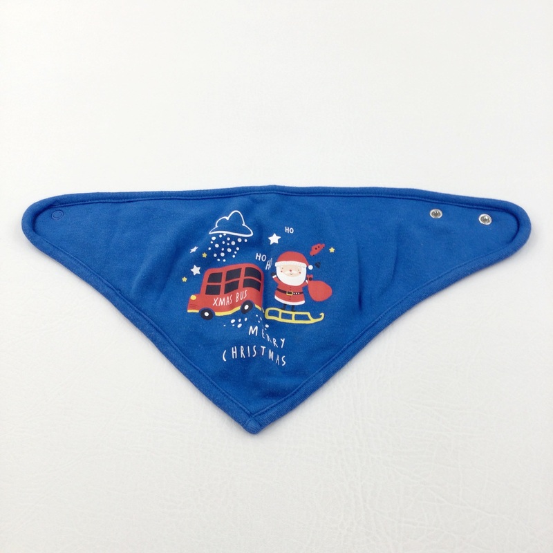 'Merry Christmas' Snowmen Navy Dribble Bib - Boys/Girls One Size