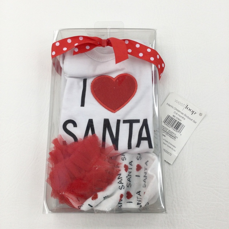**NEW** 'I Love Santa' White Christmas Bodysuit & Socks Set - Girls Newborn