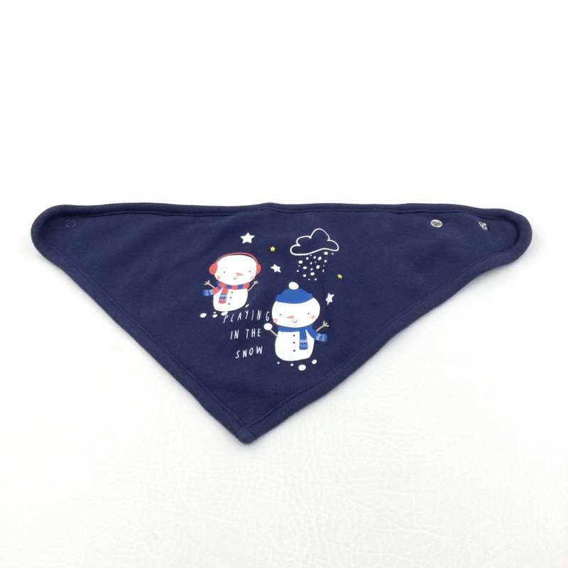 'Playing In The Snow' Snowmen Navy Dribble Bib - Boys/Girls One Size
