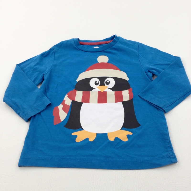 Snowman Blue Long Sleeve Christmas Top - Boys 12-18 Months