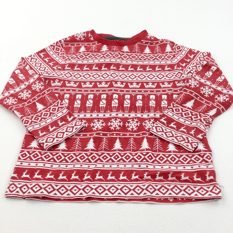 Soldiers & Christmas Trees Red & White Long Sleeve Top - Boys/Girls 2-3 Years