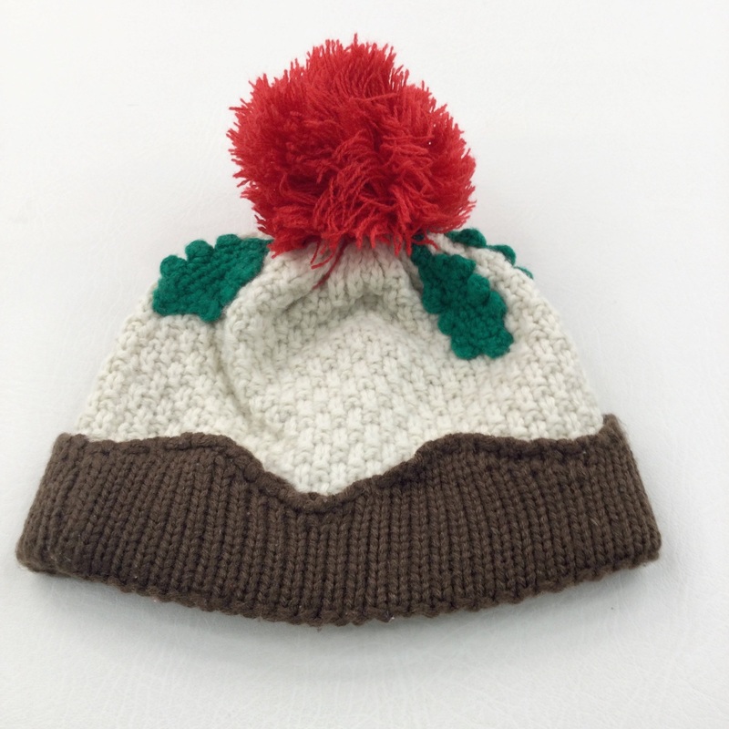 Christmas Pudding Knitted Fleece Lined Hat - Boys/Girls 12-24 Months