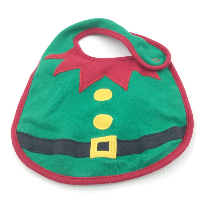 Elf Green & Red Christmas Bib - Boys/Girls One Size