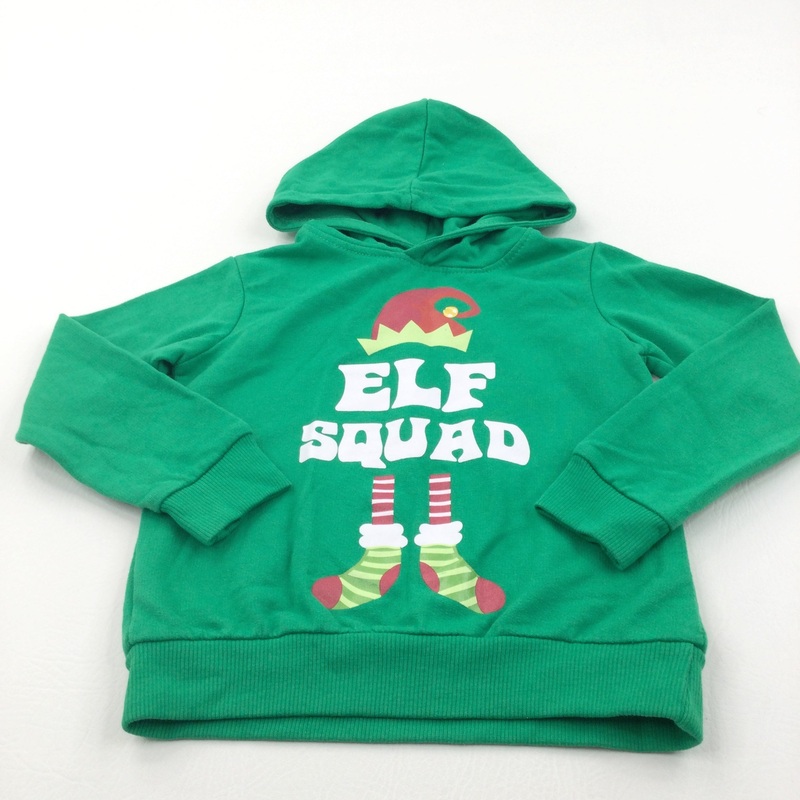 'Elf Squad' Green Christmas Hoodie Sweatshirt - Boys/Girls 4-5 Years
