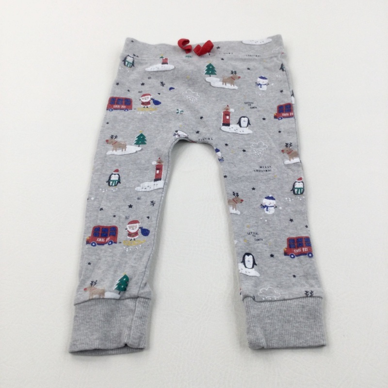 'Merry Christmas' Grey Stretchy Trousers - Boys/Girls 9-12 Months