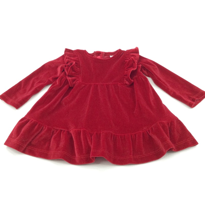 Red Velour Christmas Party Dress - Girls 3-6 Months