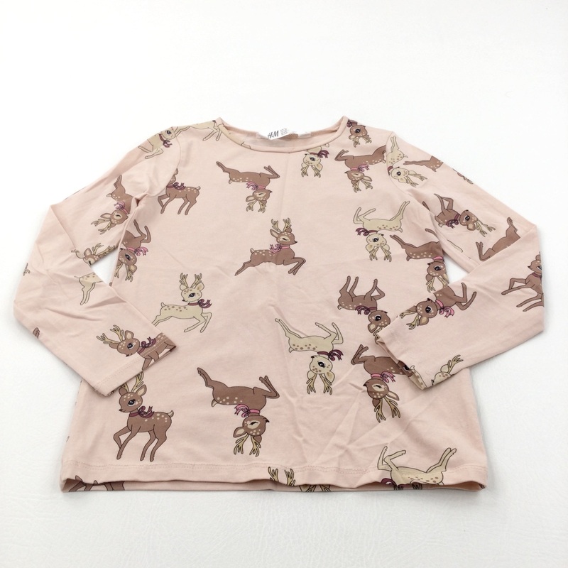Reindeer Peach Long Sleeve Christmas Top - Girls 6-8 Years
