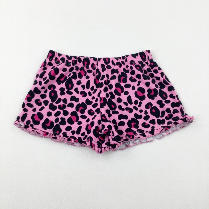 Animal Print Pink Jersey Shorts - Girls 6-7 Years