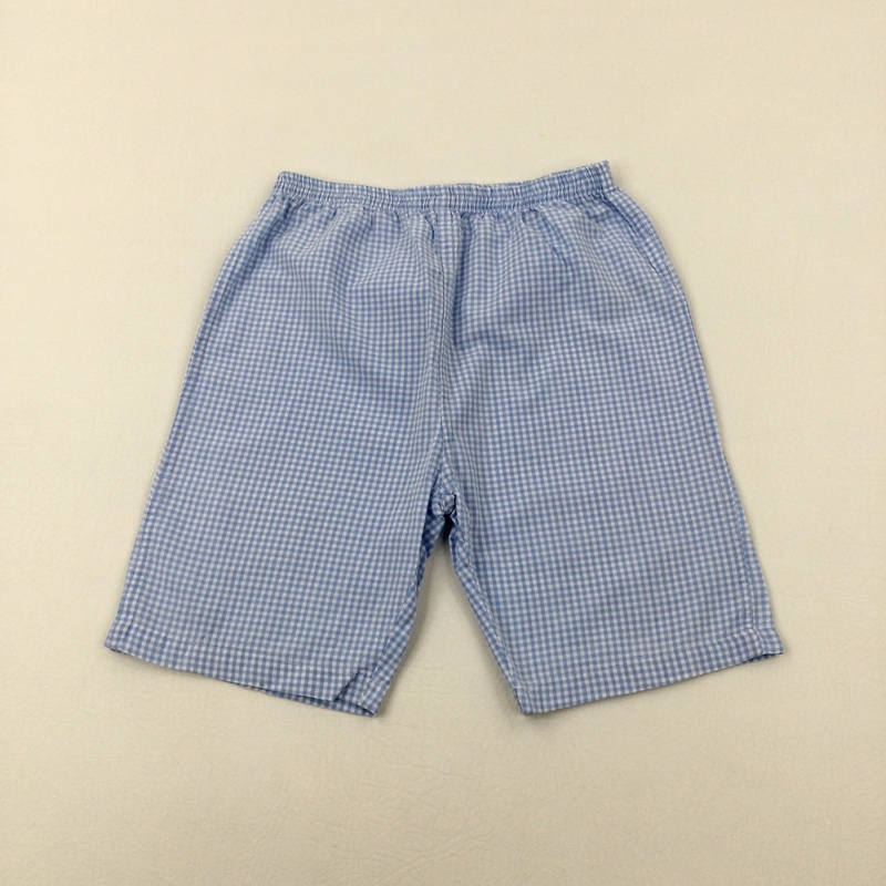Blue & White Checked Shorts - Girls 5-6 Years