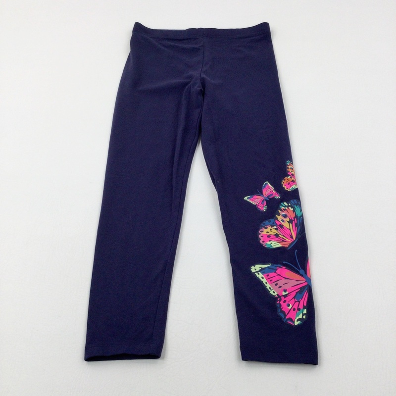 Butterflies Navy Leggings - Girls 8-9 Years