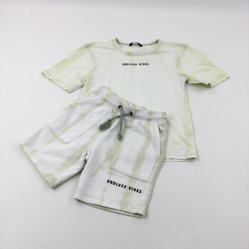 'Endless Vibes' Pale Green T-Shirt & Shorts Set - Boys 6-7 Years