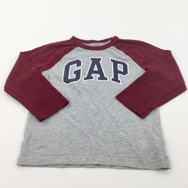 'GAP' Maroon & Grey Long Sleeve Top - Boys 3 Years
