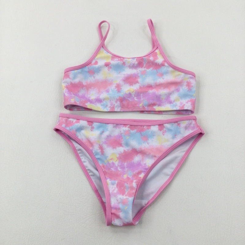 **NEW** Tie Dye Effect Colourful Pink Bikini Set - Girls 6-7 Years