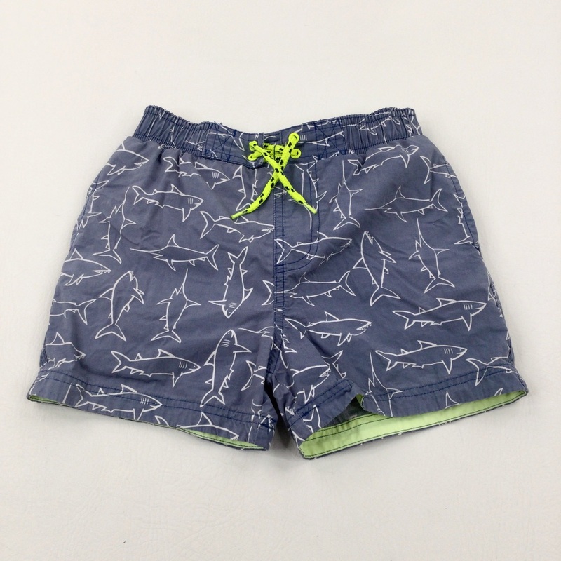 Sharks Blue Swim Shorts - Boys 7-8 Years