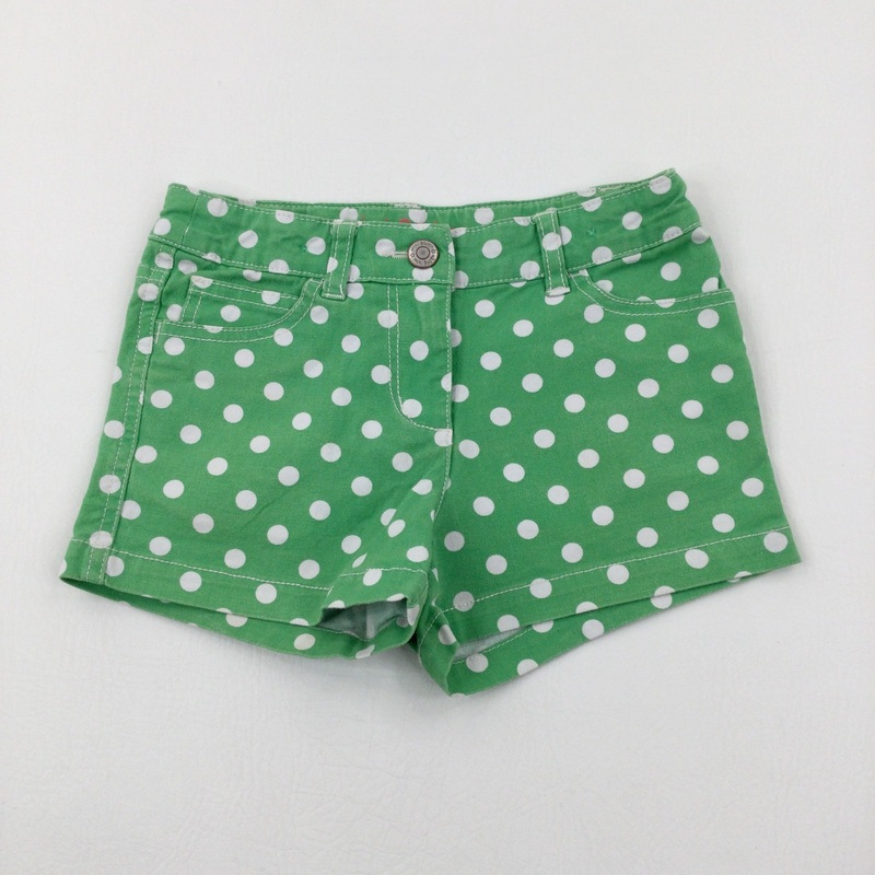 Spotty Green Denim Shorts With Adjustable Waist  - Girls 6-7 Years