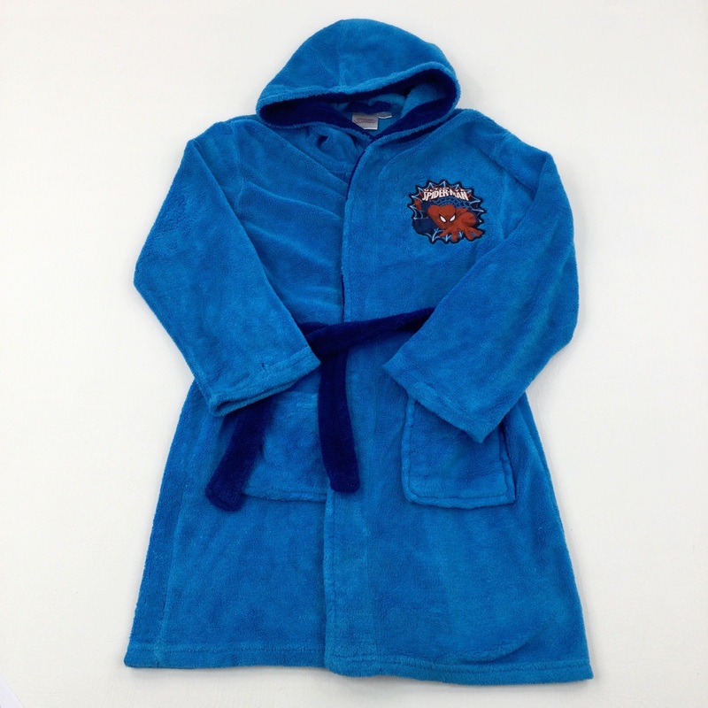 'Ultimate Spider-Man' Appliqued Blue Fluffy Dressing Gown - Boys 8-9 Years