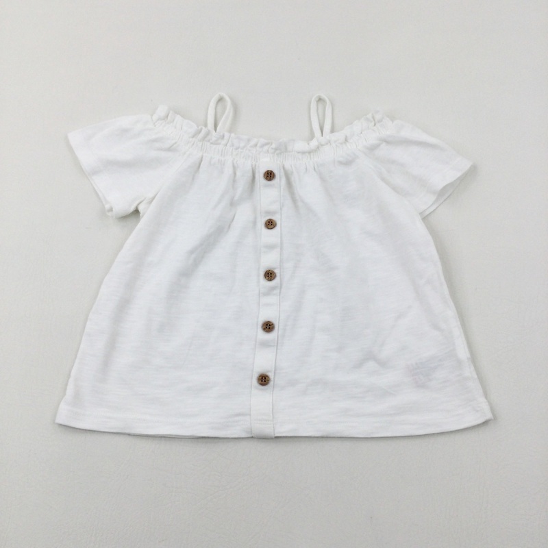 White Cold Shoulder Top - Girls 5-6 Years