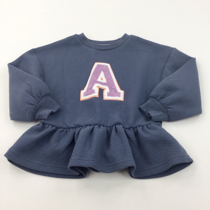 'A' Patterned Slate Blue Tunic Sweatshirt - Girls 4-5 Years