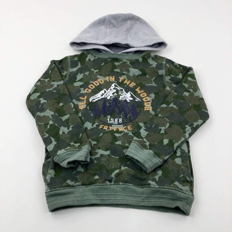 'All Good In The Woods' Camouflage Khaki & Grey Hoodie - Boys 10-11 Years