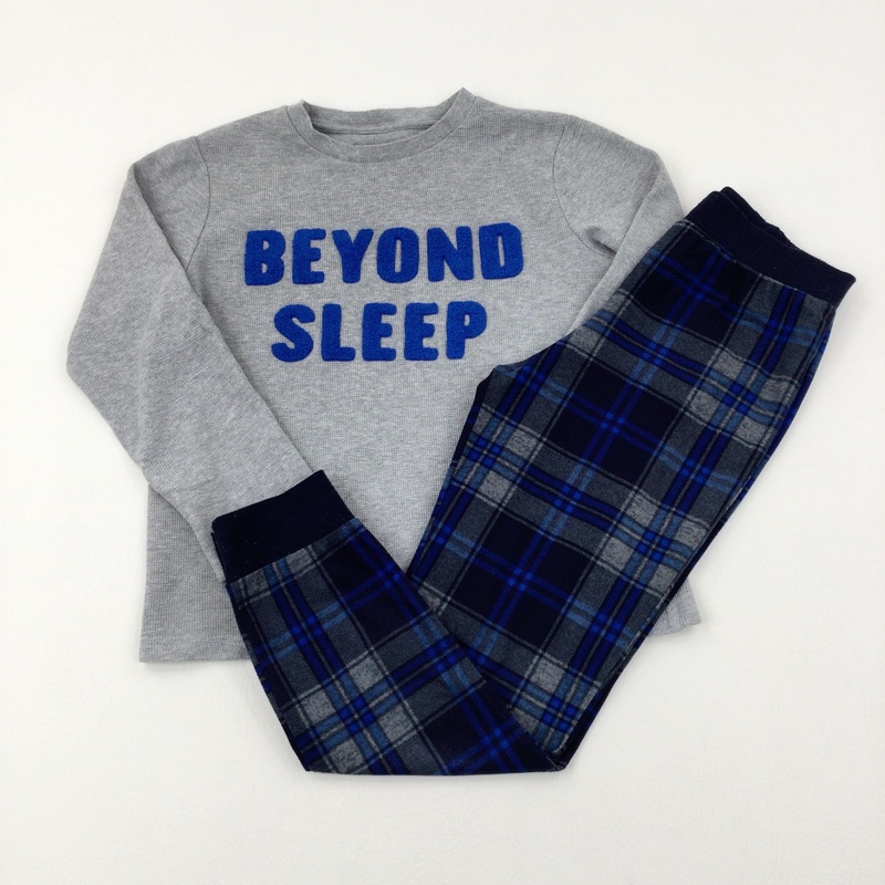 'Beyond Sleep' Embroidered Grey & Navy Pyjamas - Boys 9-10 Years