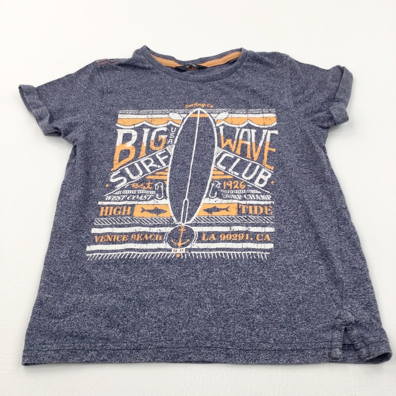 'Big Wave Surf Club' Mottled Blue T-Shirt - Boys 6-7 Years