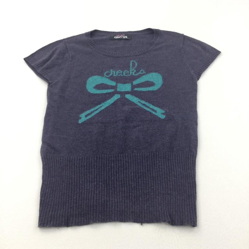 'Creeks' Bow Blue & Teal Lightweight Knitted Sleeveless Jumper - Girls 6 Years