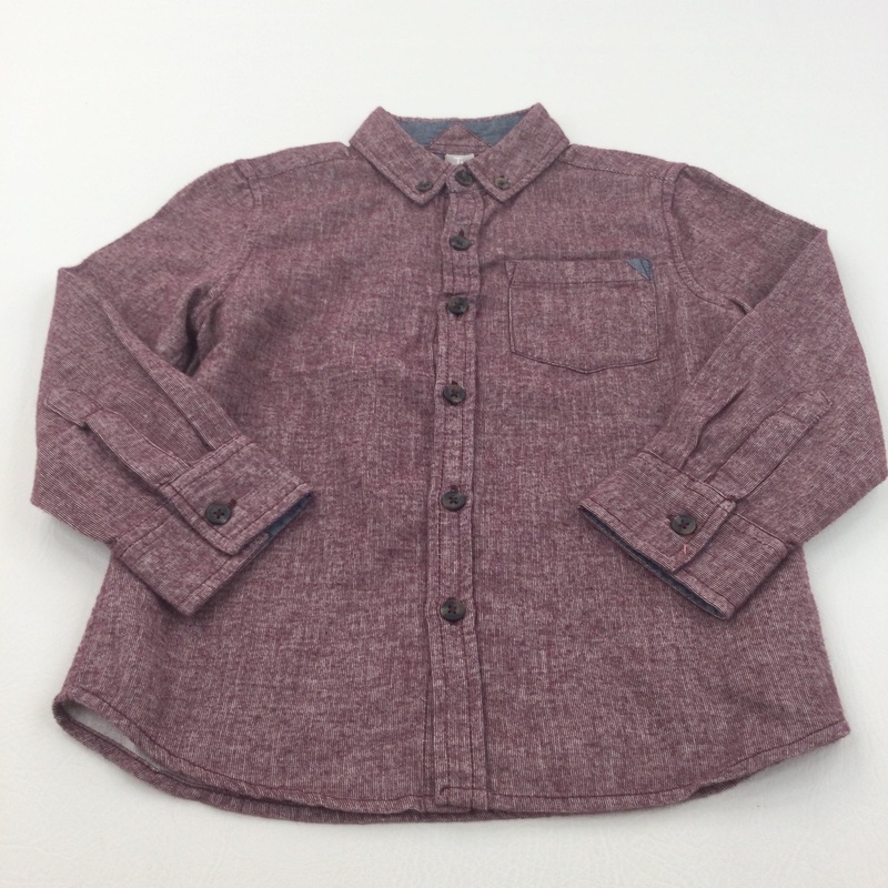 Dark Red Mottled Cotton Shirt - Boys 5 Years