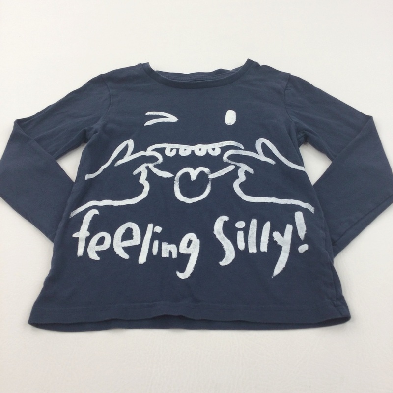 'Feeling Silly' Face Navy Long Sleeve Top - Boys 4-5 Years