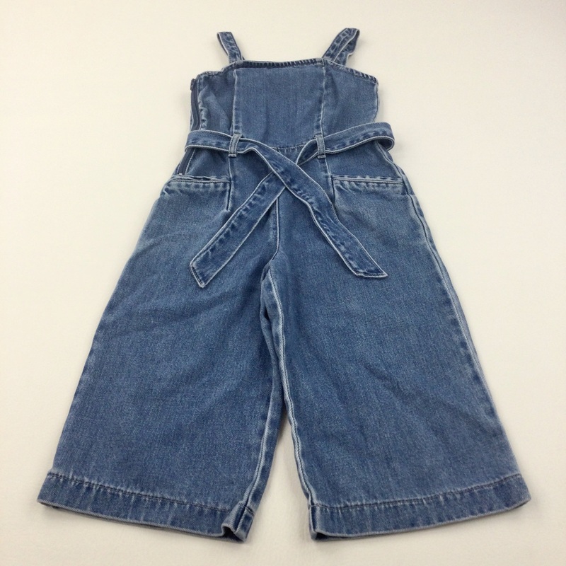 Mid Blue Denim Wide Leg Dungarees - Girls 6 Years