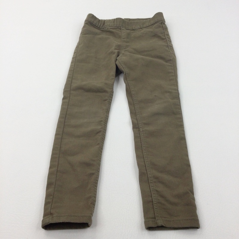 Olive Green Cotton Jeggings - Girls 4-5 Years