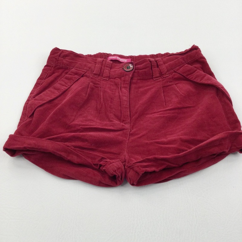 Red Cord Shorts with Adjustable Waistband - Girls 6-7 Years