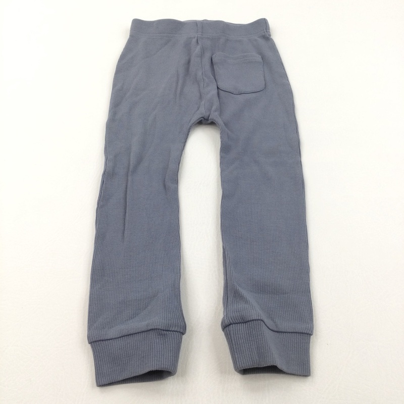 Slate Blue Ribbed Leggings - Boys/Girls 3-4 Years