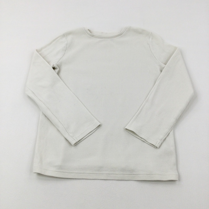 Textured White Long Sleeve Top - Boys 9-10 Years