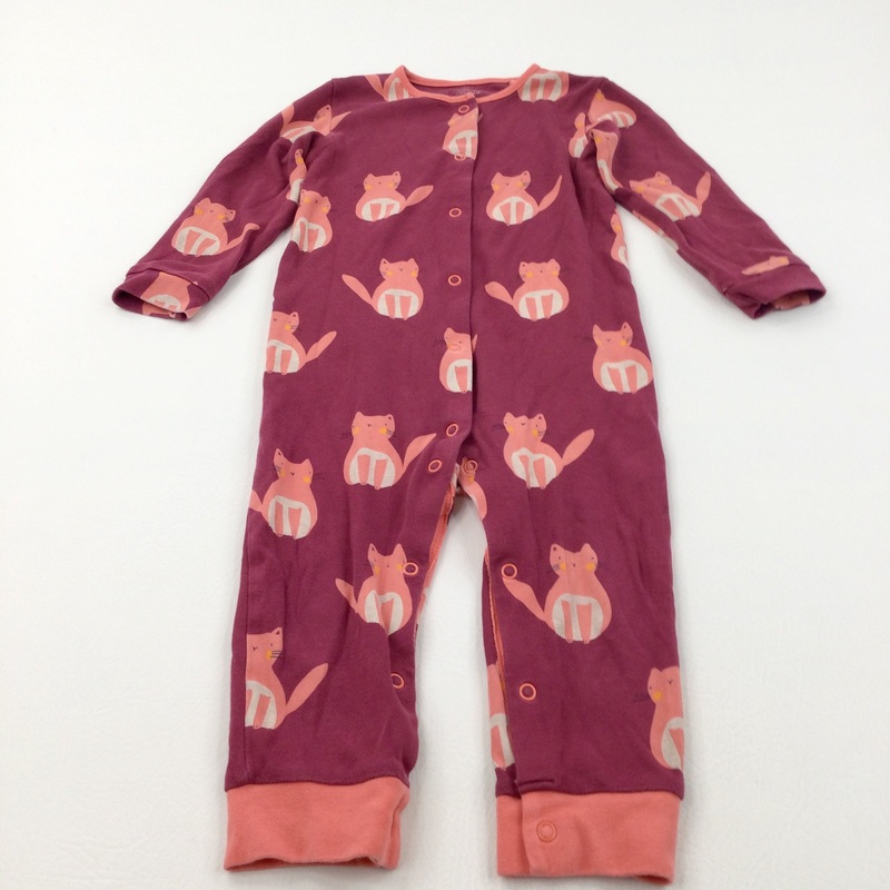 Cats Orange & Dark Red Romper/Footless Babygrow - Girls 18-24 Months