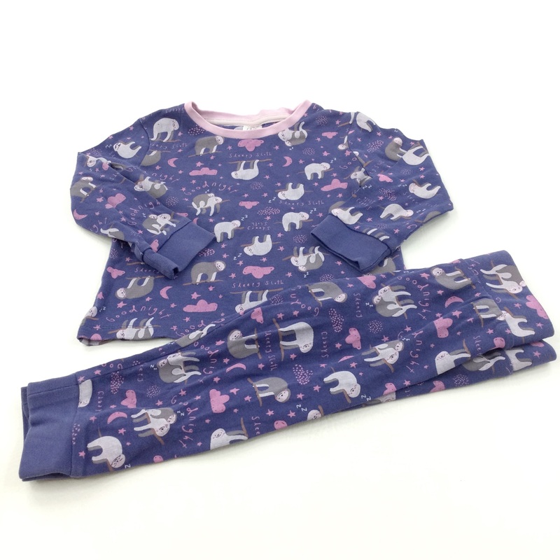 'Goodnight' Sloths Pink & Blue Pyjamas - Girls 12-18 Months