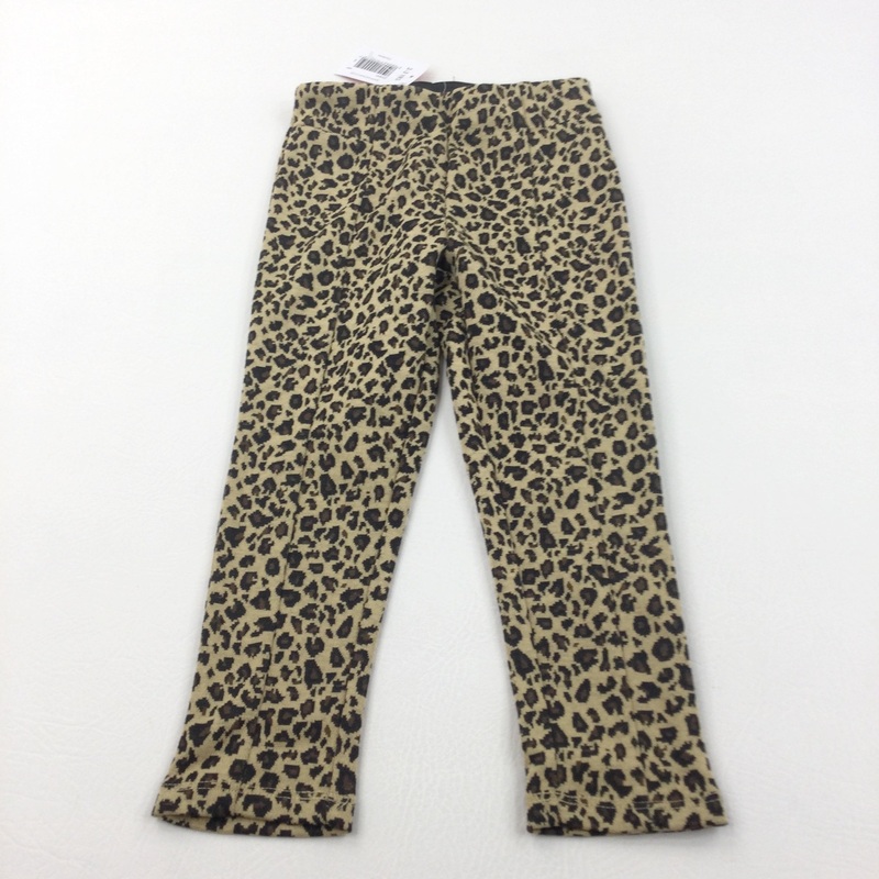 **NEW** Animal Print Beige & Brown Warm Leggings - Girls 2-3 Years