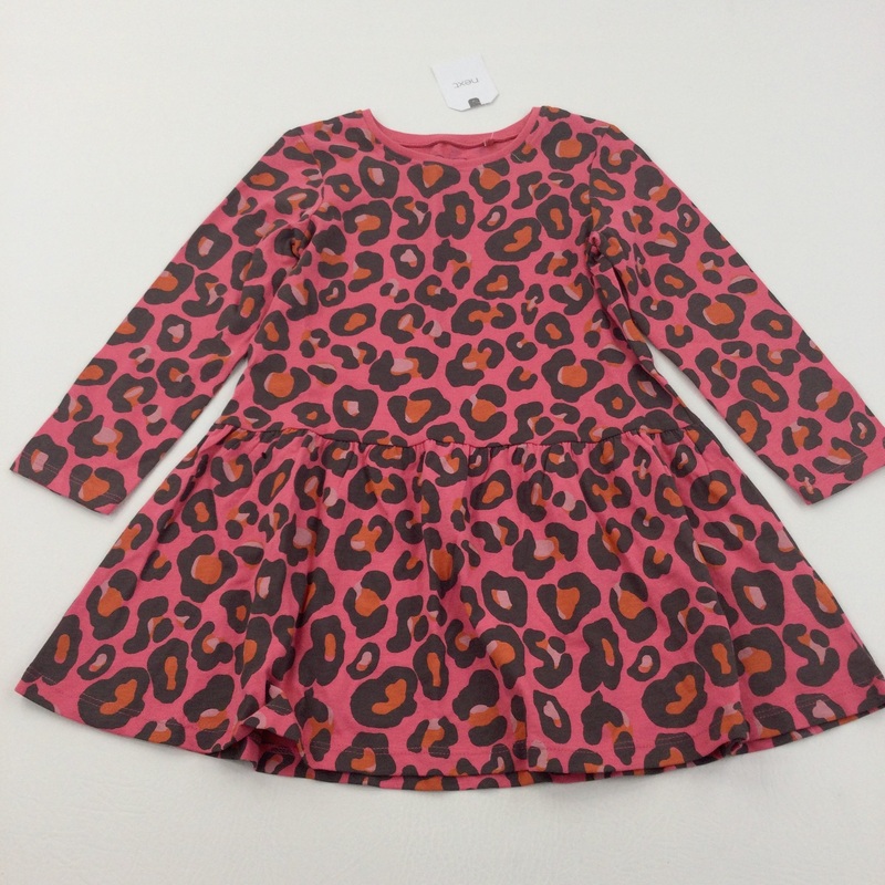**NEW** Animal Print Pink & Grey Jersey Dress - Girls 2-3 Years