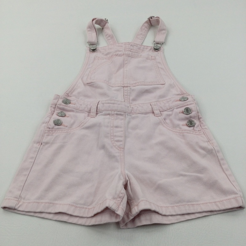 Pale Peach Cotton Twill Short Dungarees - Girls 8 Years