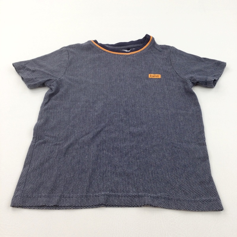 'Baker' Navy & White Zig Zag T-Shirt - Boys 6-7 Years