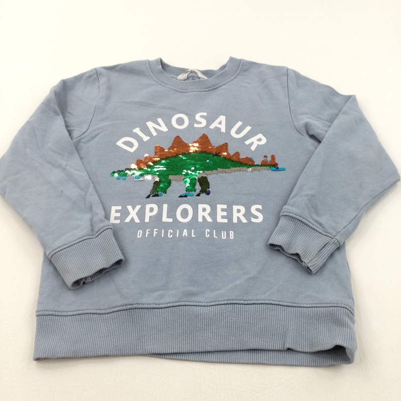 'Dinosaur Explorers' Sequin Flip Blue Sweatshirt - Boys 5-6 Years