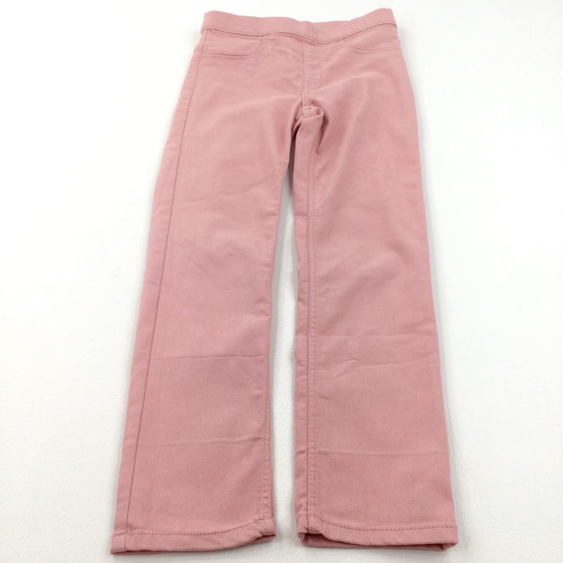 Pink Cotton Twill Jeggings - Girls 6-7 Years