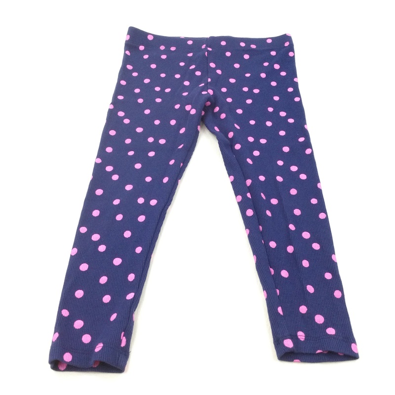 Pink & Navy Spotty Ribbed Leggings - Girls 4-5 Years