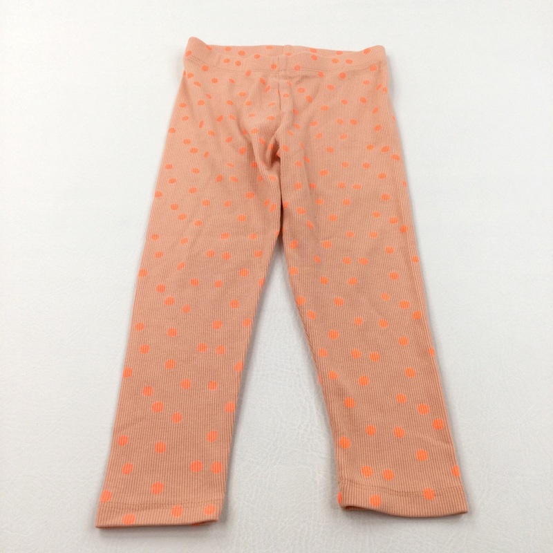 Spotty Orange Ribbed Leggings - Girls 4-5 Years
