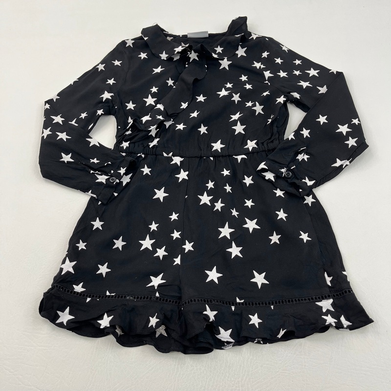 Stars White & Black Viscose Playsuit - Girls 9 Years