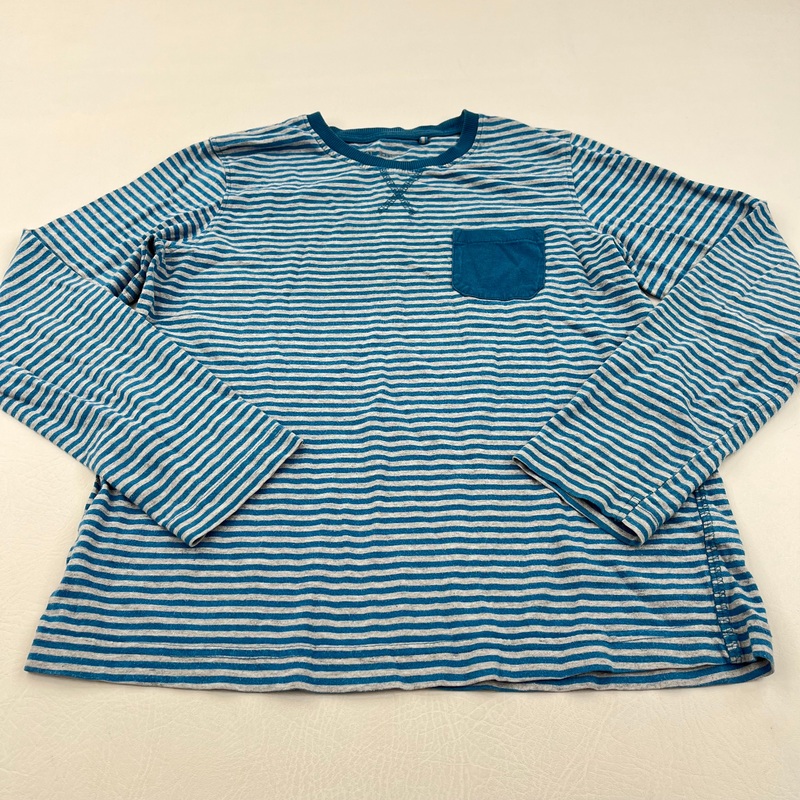Teal & Grey Striped Long Sleeve Top - Boys 11-12 Years