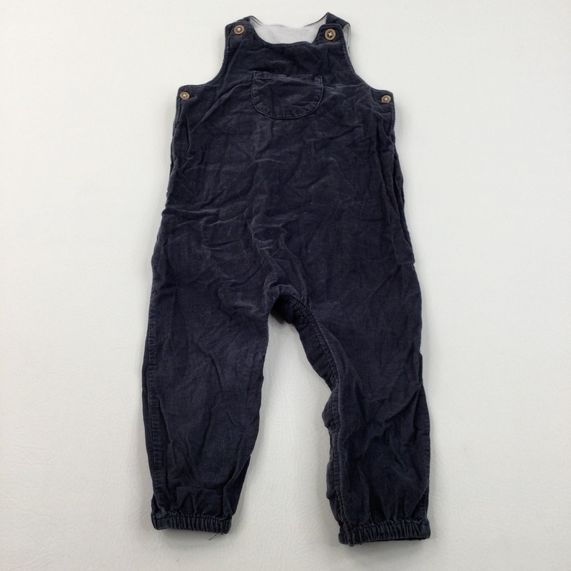 Dark Grey Lined Corduroy Dungarees - Boys/Girls 18-24 Months