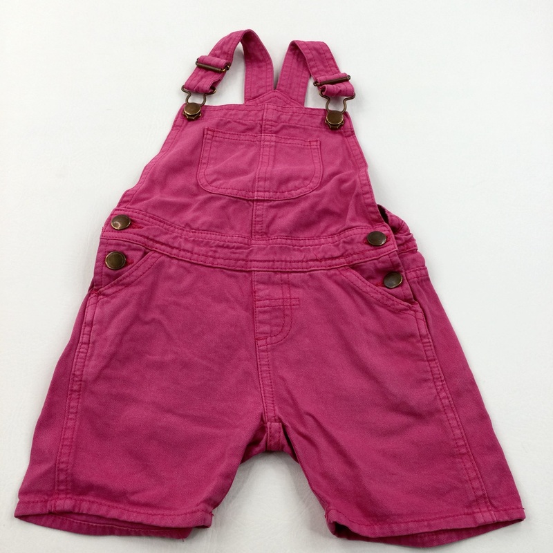 Dark Pink Cotton Twill Short Dungarees - Girls 2 Years