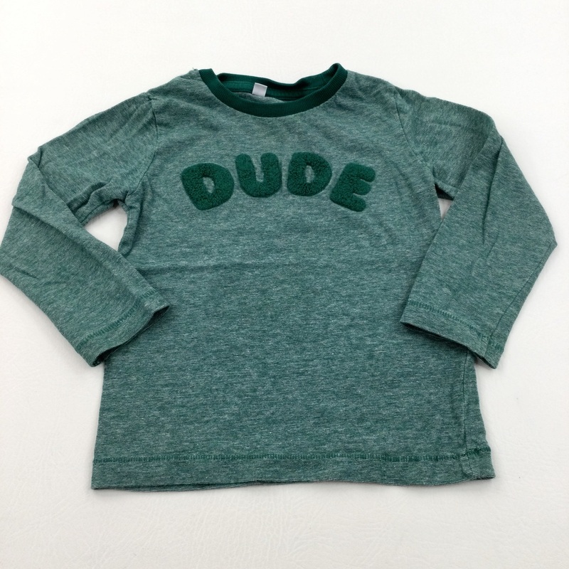 'Dude' Dark Green Long Sleeve Top - Boys 18-24 Months