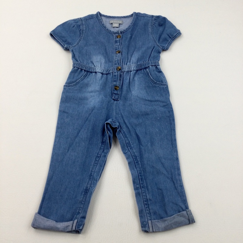 Mid Blue Lightweight Denim Jumpsuit - Girls 12-18 Months